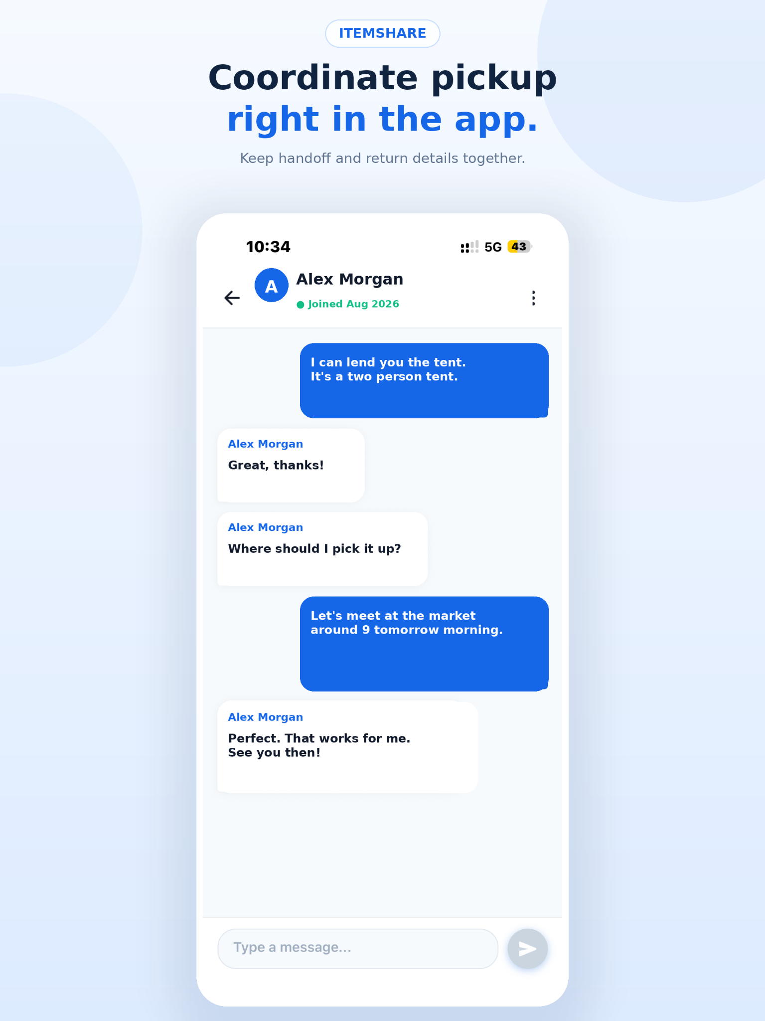 ItemShare messages used to coordinate an item pickup